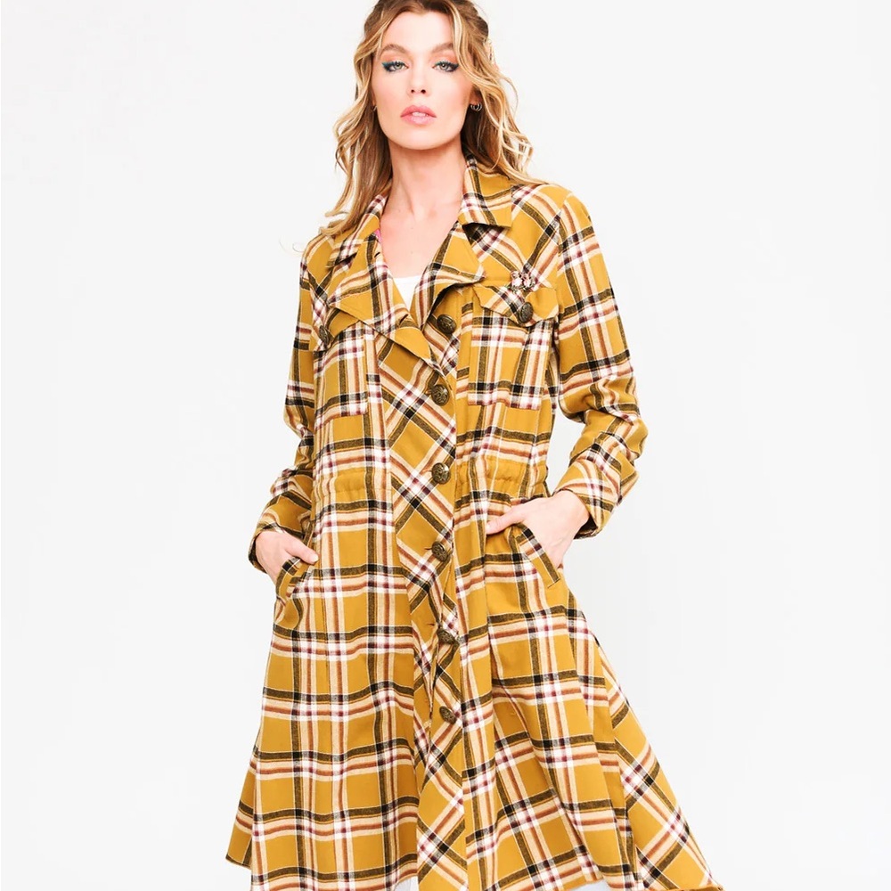 Brand New Aratta Coco Plaid Trench Coat
